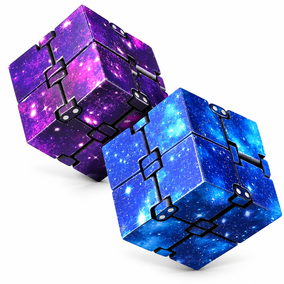 Galaxy Infinity Fidget Cubes | 2-Piece Folding Sensory Fidget Toy Set