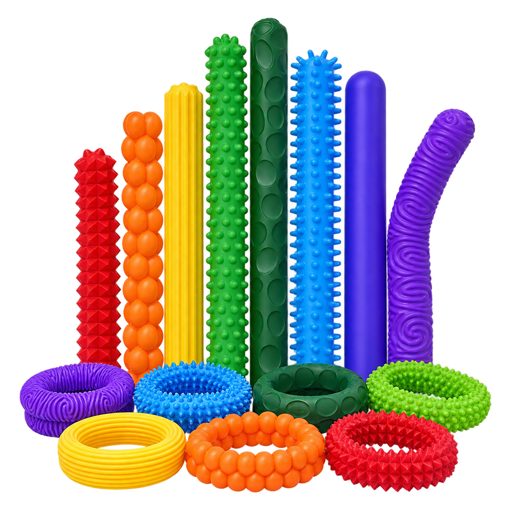 Textured Sensory Fidget Bands & Tactile Tubes Set | Colorful Silicone Sensory Tools